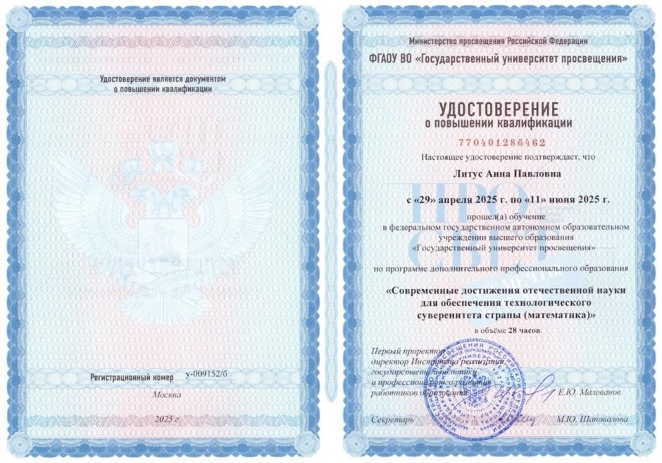 Литус Анна Павловна 2024-2025